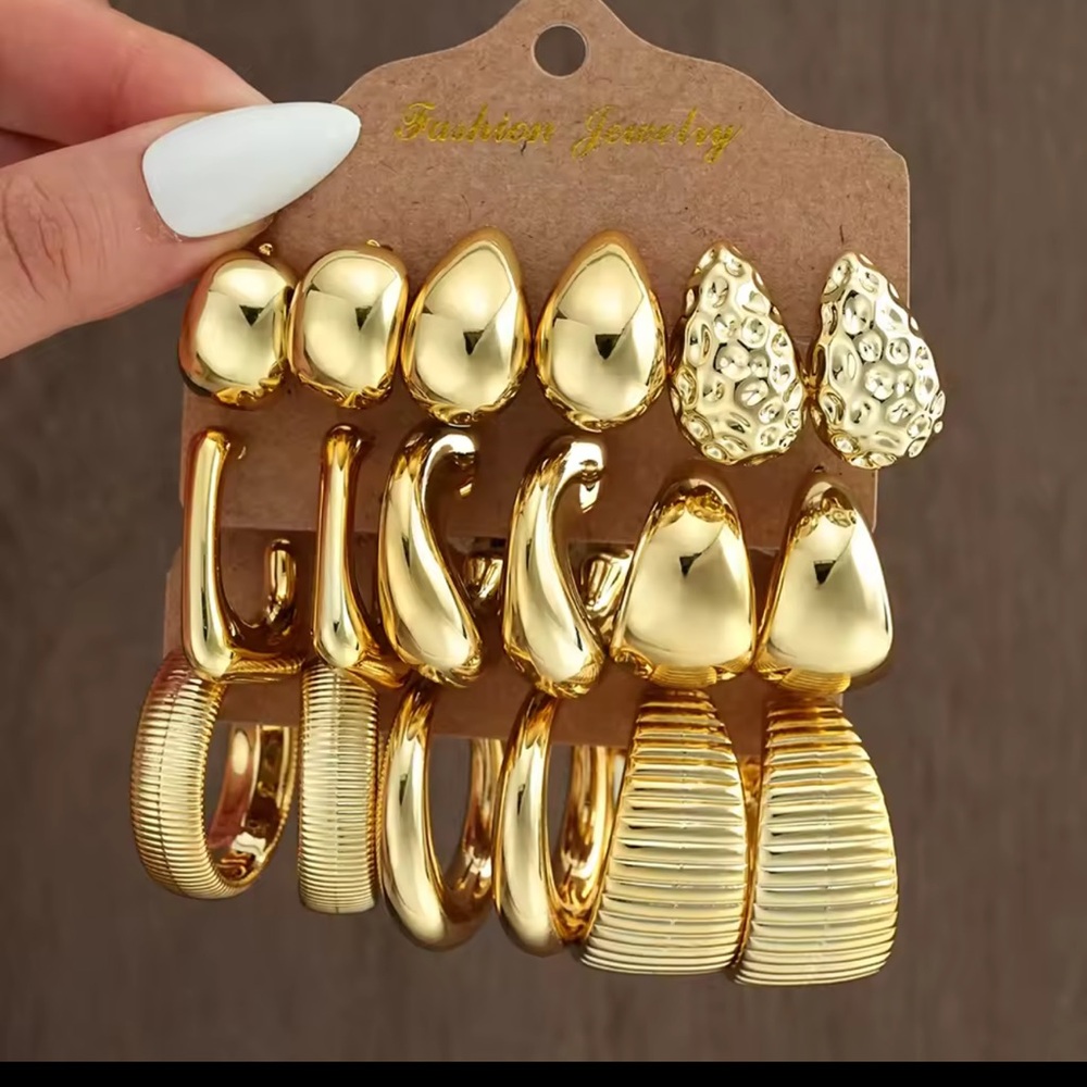 Gold Statement Earrings Set
